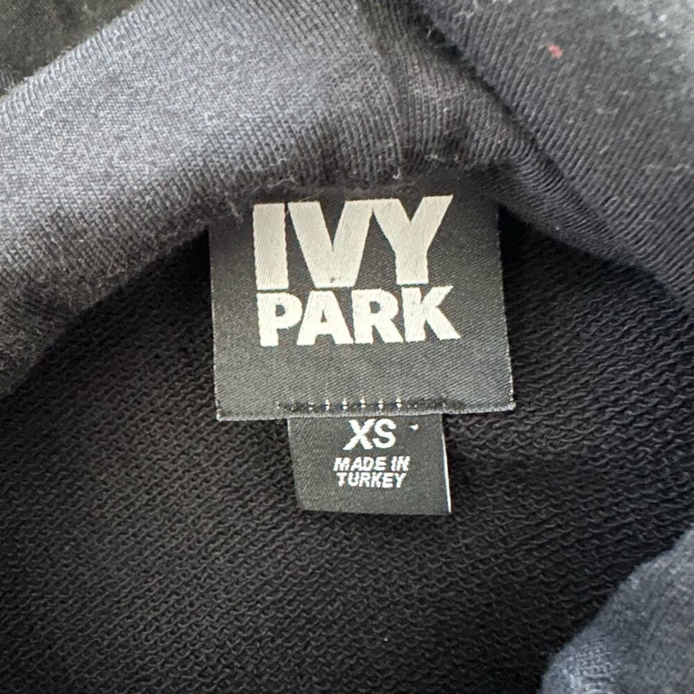 IVY PARK Black Hooded Short-Sleeve Dress with White Sleeve Stripe - Picture 7 of 12